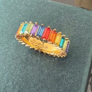 BaubleBar Gold Rainbow Baguette Eternity Ring